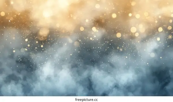 Abstract Bokeh Background with Golden Lights and Fog