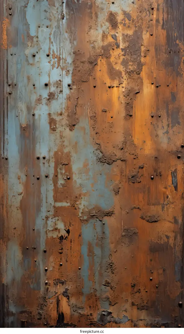 Blue and Orange Rusty Metal Industrial Background