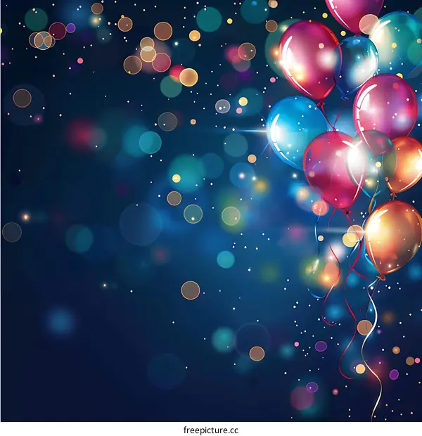 Colorful Balloons Floating on a Blue Background