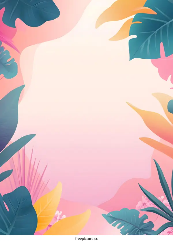 Tropical Leaves Summer Background Illustration