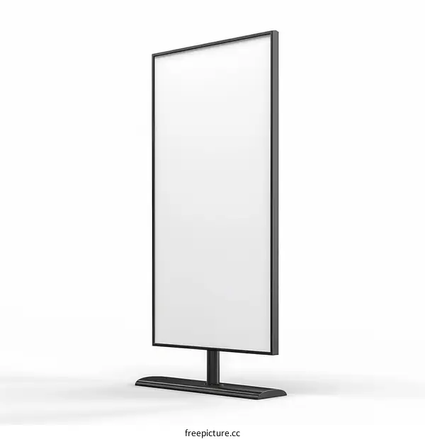 Digital Signage Mockup: Black LCD Screen Isolated on White Background