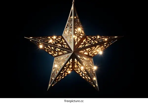 Three-dimensional hollow metal star-shaped lantern