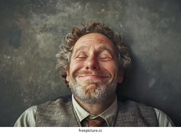 Smiling Senior Man Portrait on Dark Background