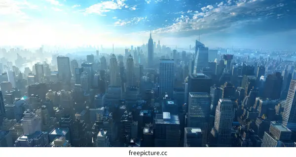Manhattan Skyline with Sunlight