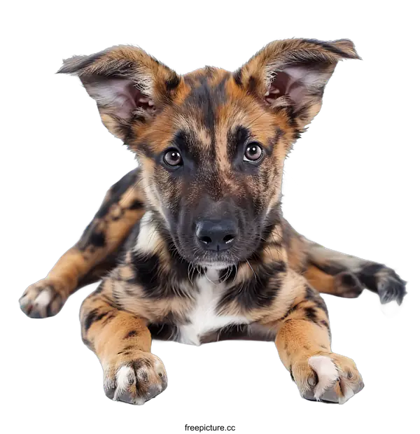 [Transparent Background PNG]A cute puppy with unique coat pattern