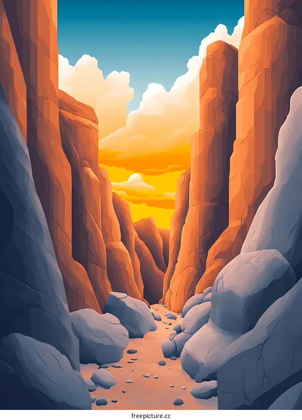 Canyon Sunset Digital Illustration