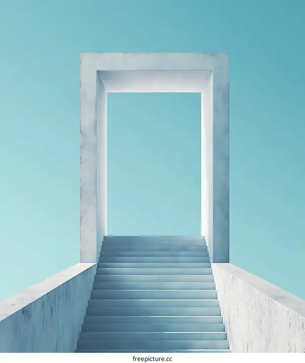 Minimalist Concrete Stairway Leading to an Open Doorway