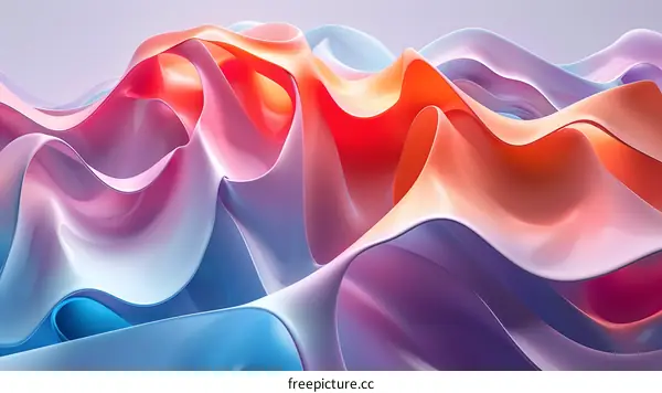 Colorful 3D rendering of a mountainous landscape with smooth and fluid shapes