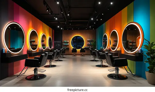 Modern Colorful Hair Salon Interior Design