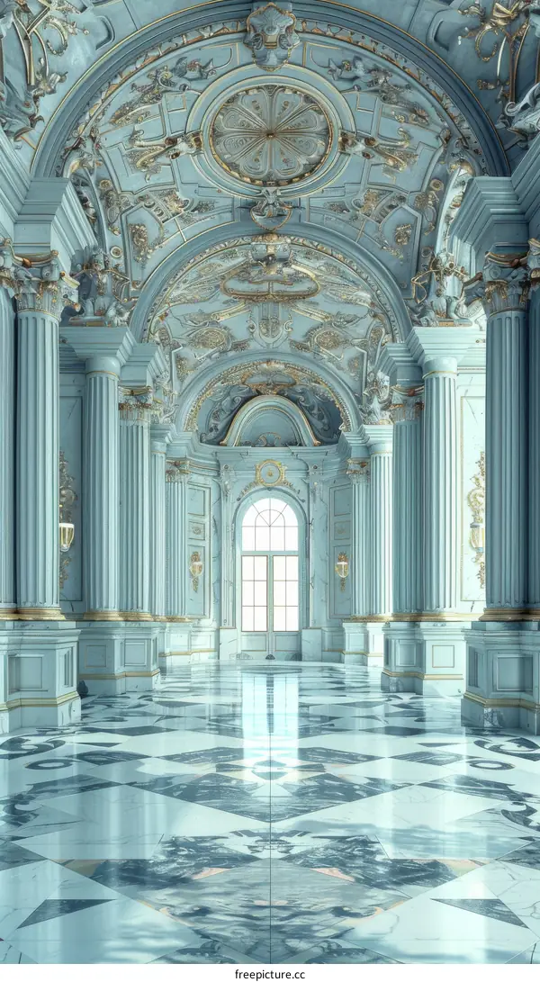 Elegant Light Blue Palace Interior Design