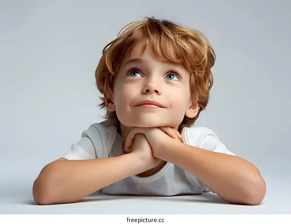 Curious Boy Looking Up