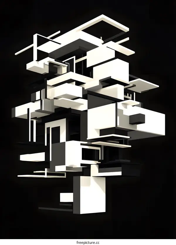 Abstract 3D Architecture Design with Black and White