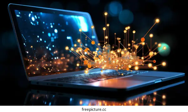 Laptop and city lights