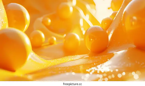 Abstract Orange Liquid with Bubbles