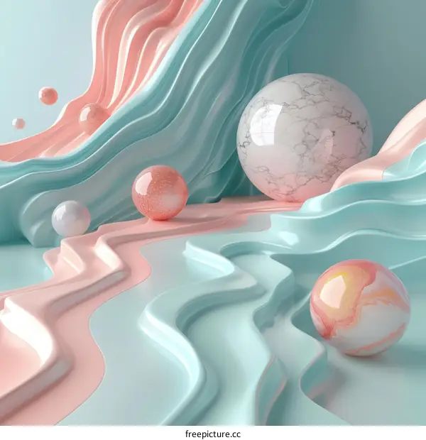 Abstract 3D Shapes in Pastel Colors