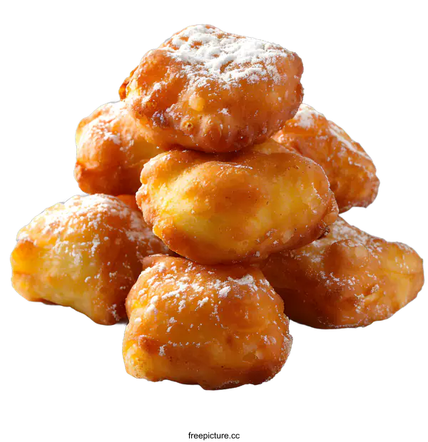 [Transparent Background PNG]Stack of Doughnuts with Powdered Sugar