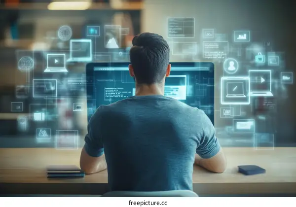 Modern Programmer Working on Digital Interface