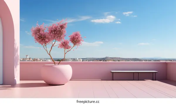 pink surreal minimal tree landscape