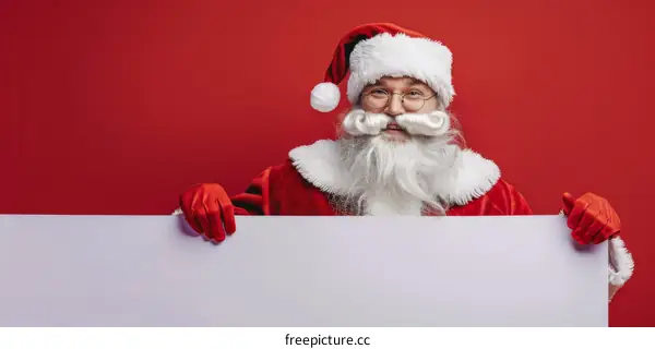 Santa Claus holding a blank sign