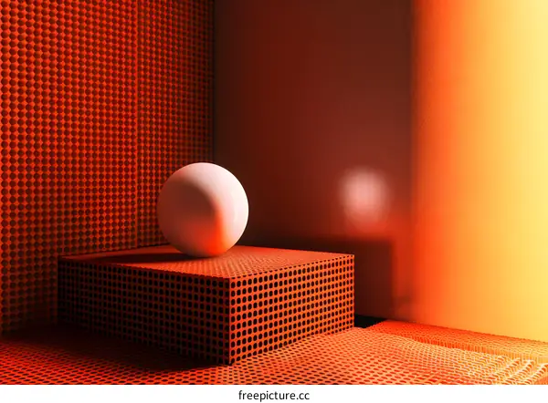 Abstract Orange and White 3D Background with Sphere