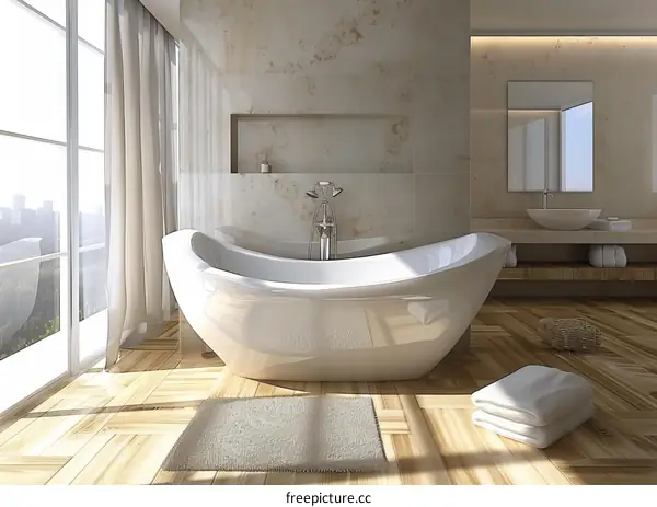 Modern Luxurious Bathroom with a Bathtub