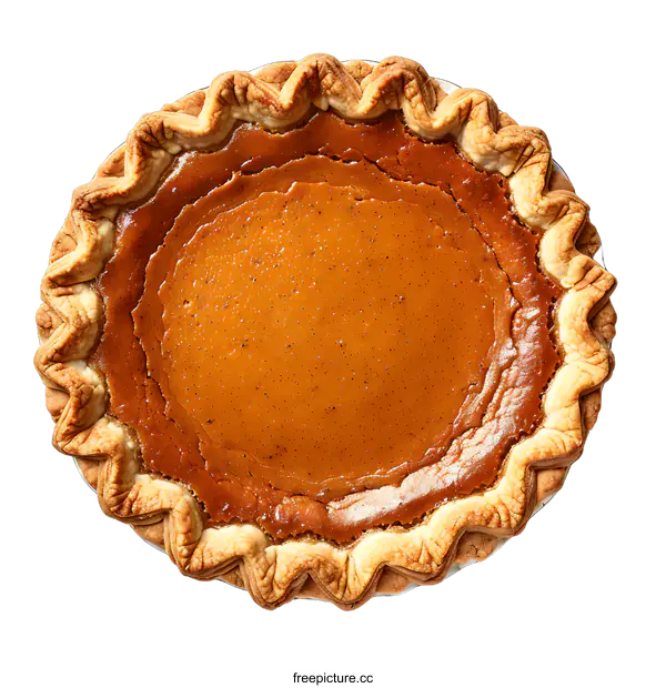[Transparent Background PNG]Freshly baked pumpkin pie on white background