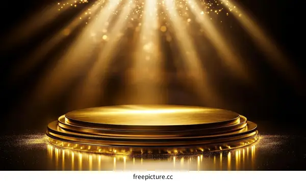 Golden Stage Podium for Awards Ceremony