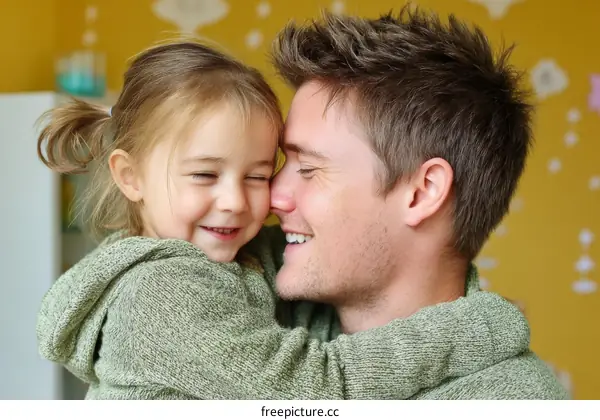 Father and Daughter Embrace Affectionately