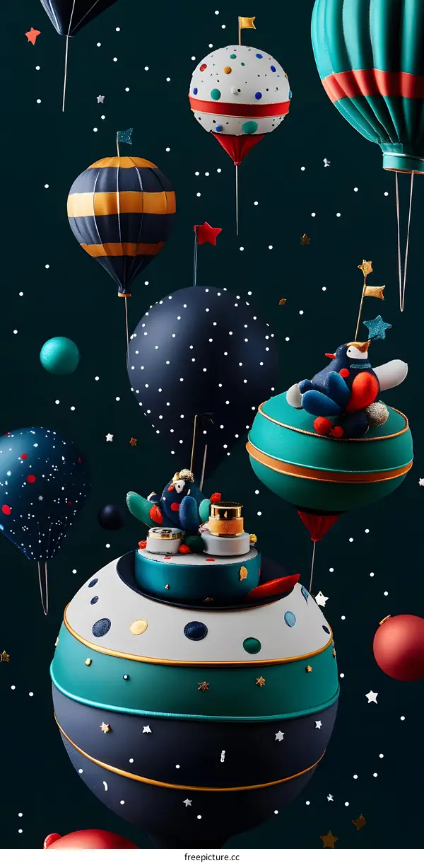 Christmas Balloons with Stars and Planets