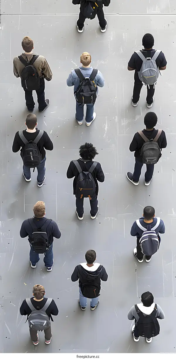 Group of Students in a School Hallway