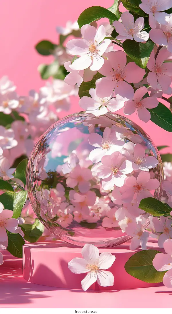 Pink Floral Sphere Display Illustration
