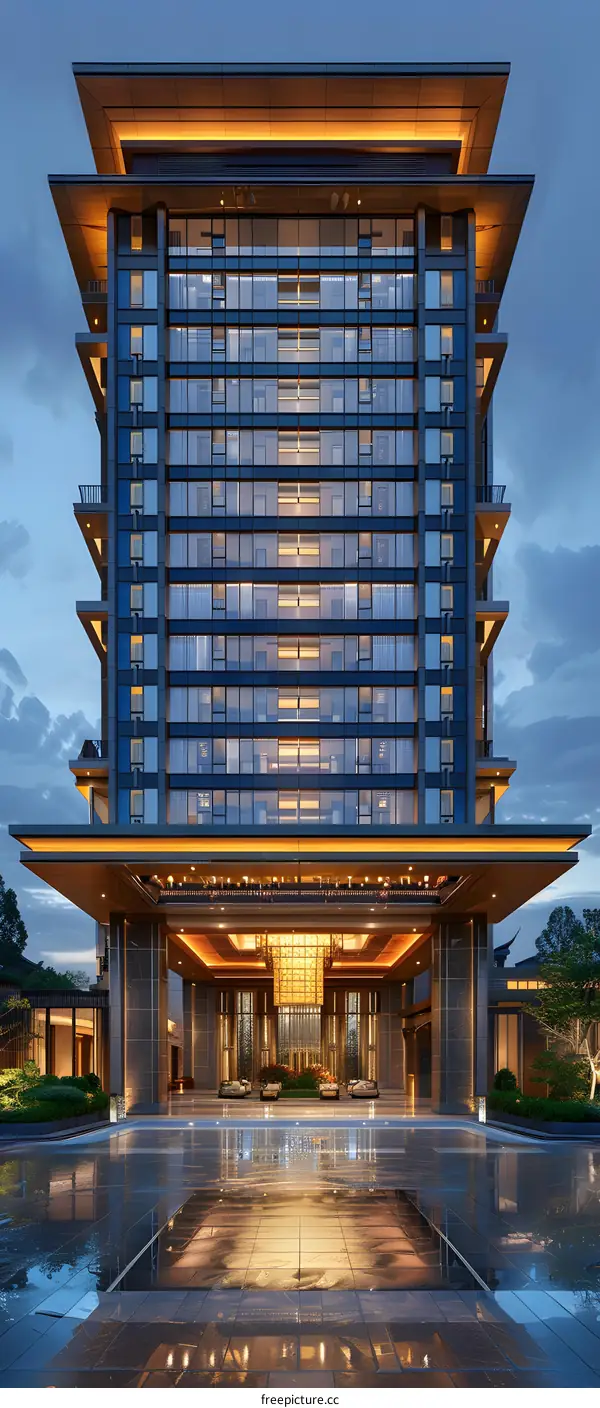 A towering modern building