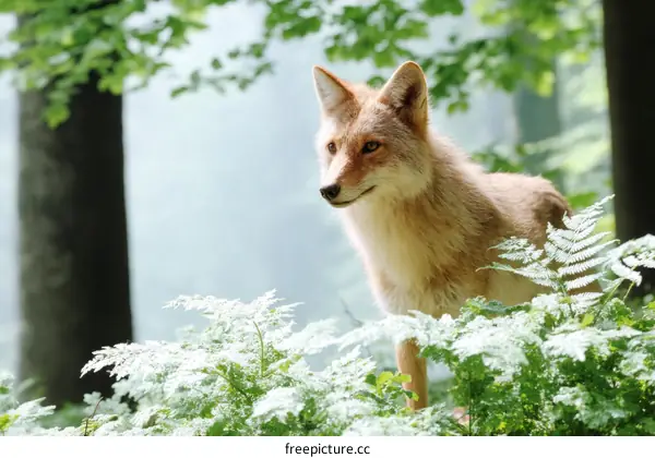 Coyote in a Forest Setting