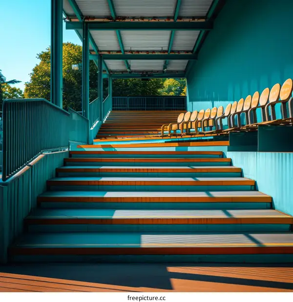 Blue and orange stadium seating