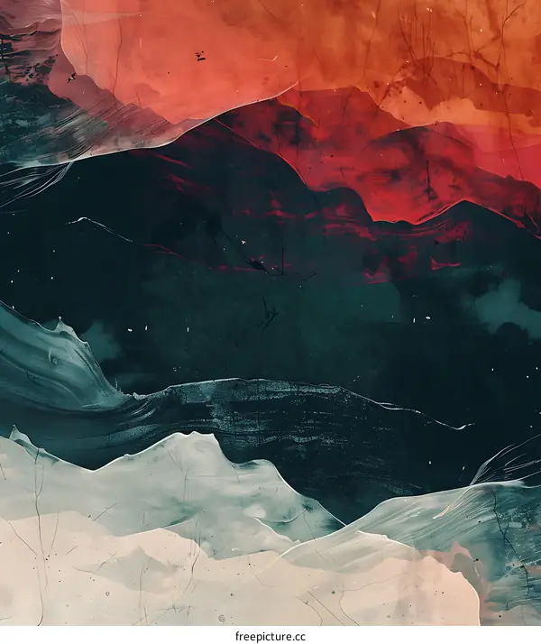 Abstract Mountain Landscape With Watercolor Texture