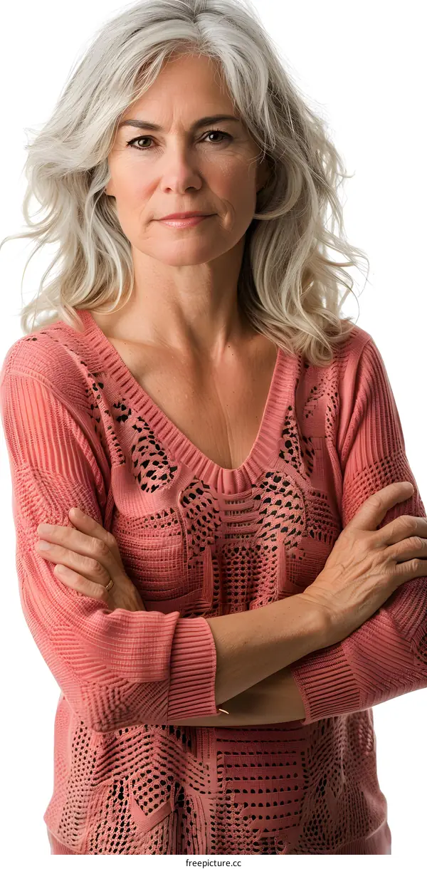 portrait of a middle aged woman with crossed arms
