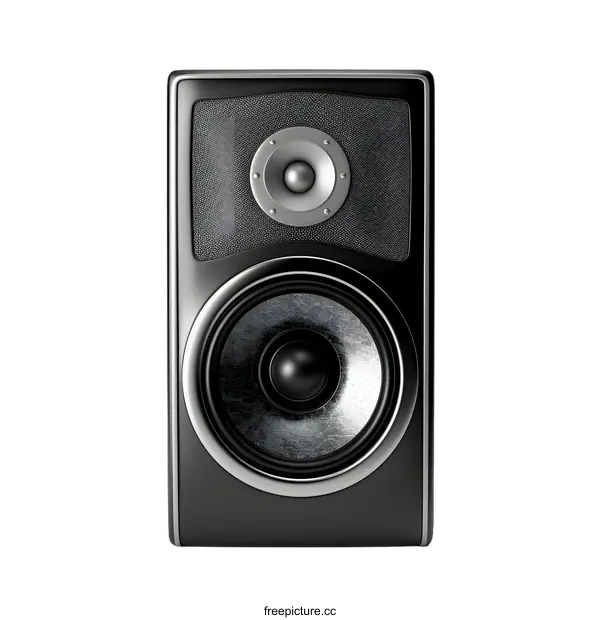 [Transparent Background PNG]Black Speaker with Two Speakers and a Silver Trim