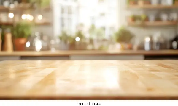 Wooden Kitchen Table Top Background