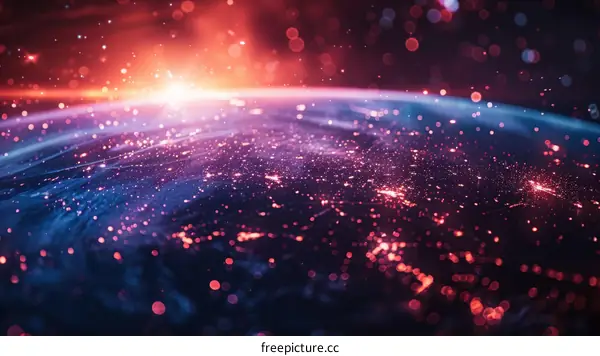 Earth from space showing city lights at night