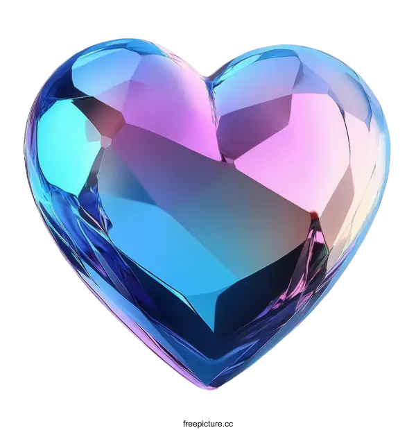 [Transparent Background PNG]Multicolored Heart Shaped Gemstone Illustration