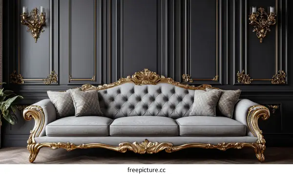 Luxury Gray Sofa in a Classic Room