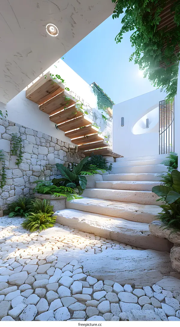 Staircase in a modern house with natural light