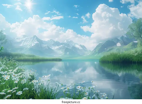 Tranquil Mountain Lake Landscape