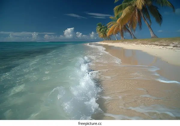 Beautiful beach with palm trees and crystal clear water