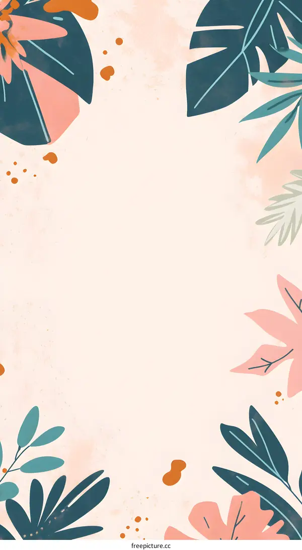Tropical Floral Background with Abstract Shapes