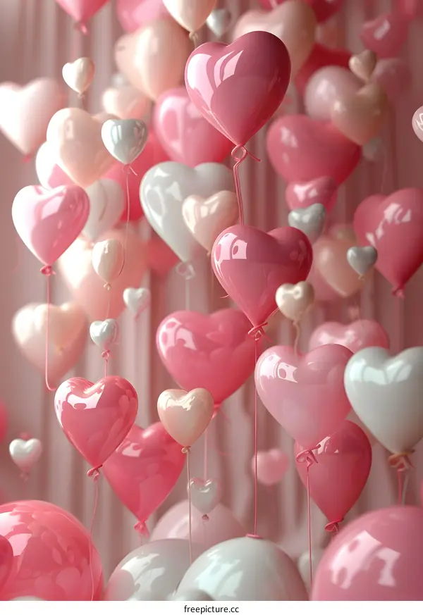 Pink heart-shaped balloons