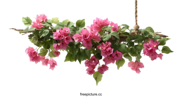 [Transparent Background PNG]Pink Bougainvillea Floral Garland Hanging Decor