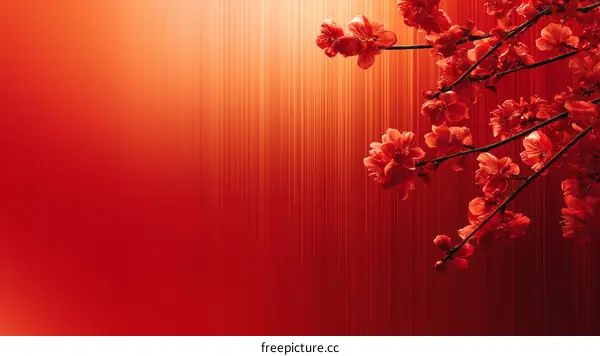 Beautiful Red Blossoms against Gradient Background