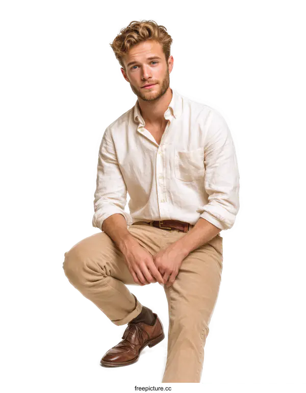 [Transparent Background PNG]Stylish Caucasian Man in Casual Outfit