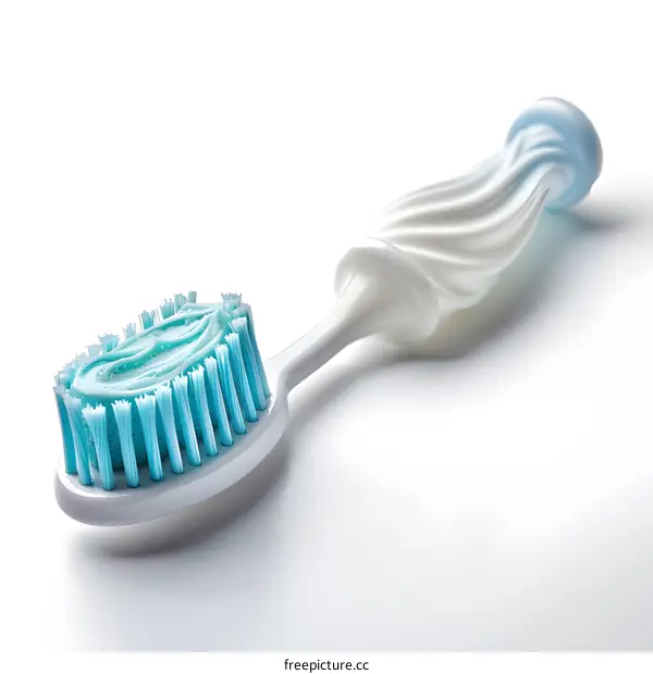 Toothbrush with blue bristles and white handle